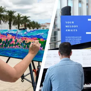 Dalmatia combines culture and tourism: A piano was set up at the airport, and painters painted with citizens in the center of Split