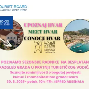 Upoznajte Hvar - besplatni razgled grada 30. svibnja za sezonske radnike u Hvaru